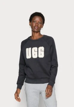 Ugg Madeline Fuzzy Logo Crewneck - Sweater - Black / Cream
